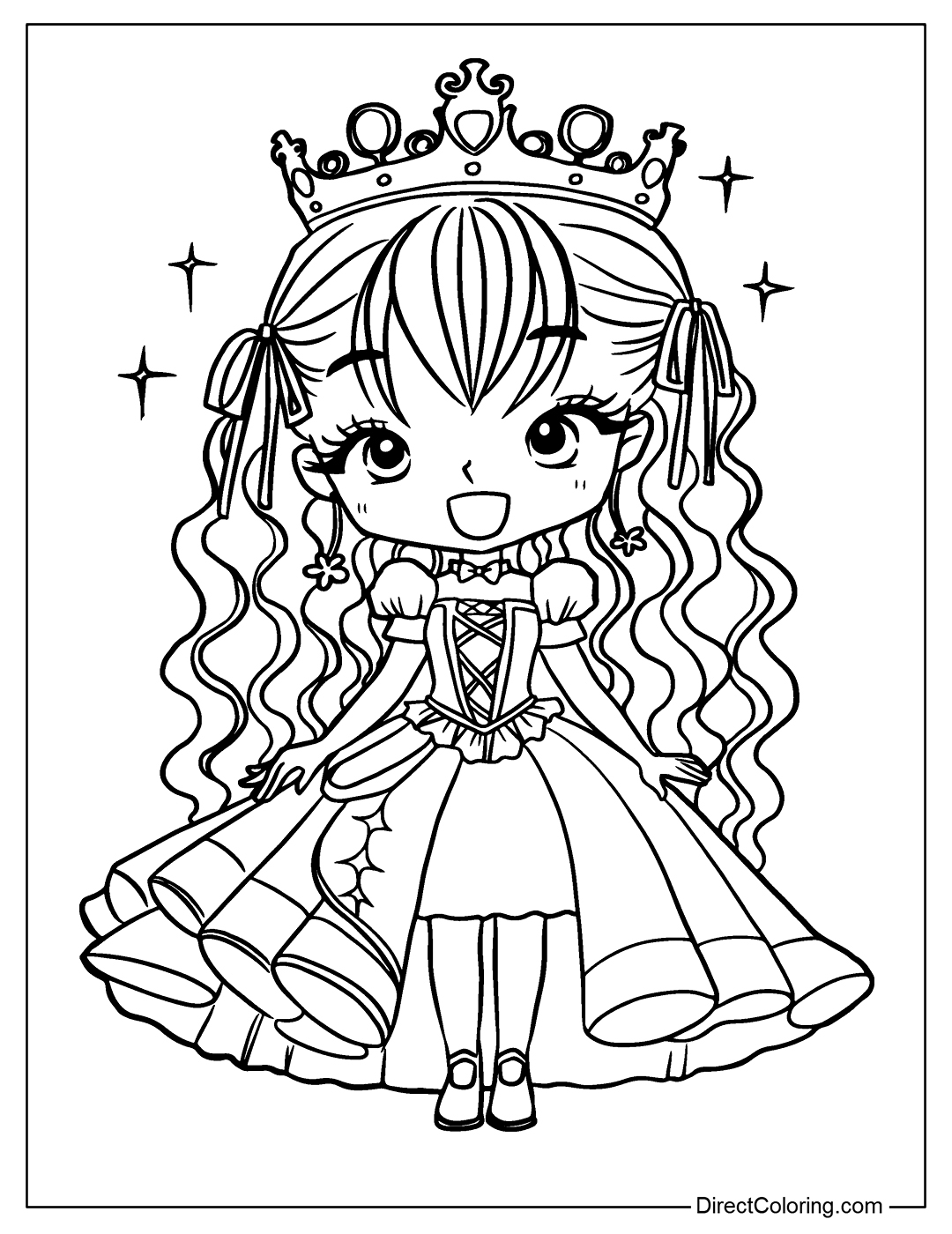 Girl with Beautiful Dress Coloring